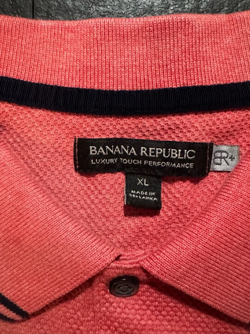 Banana Republic Men's Luxury Tou h Coral-Red Polo with Contrast Trim